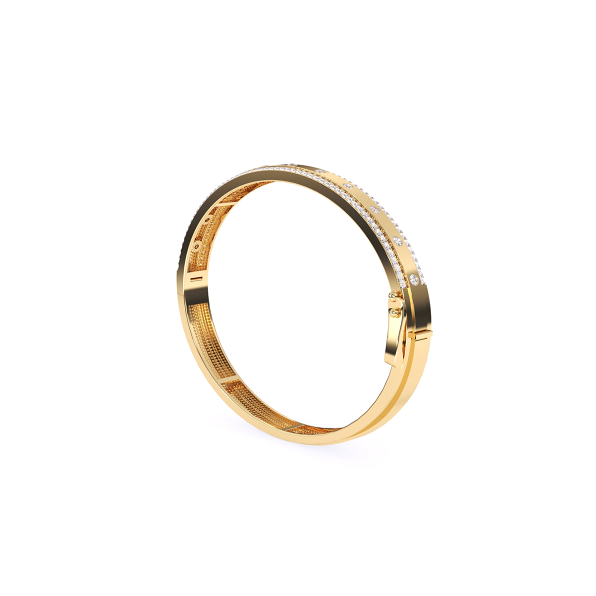 14K Rose Gold Classic Diamond Bangle Bracelet